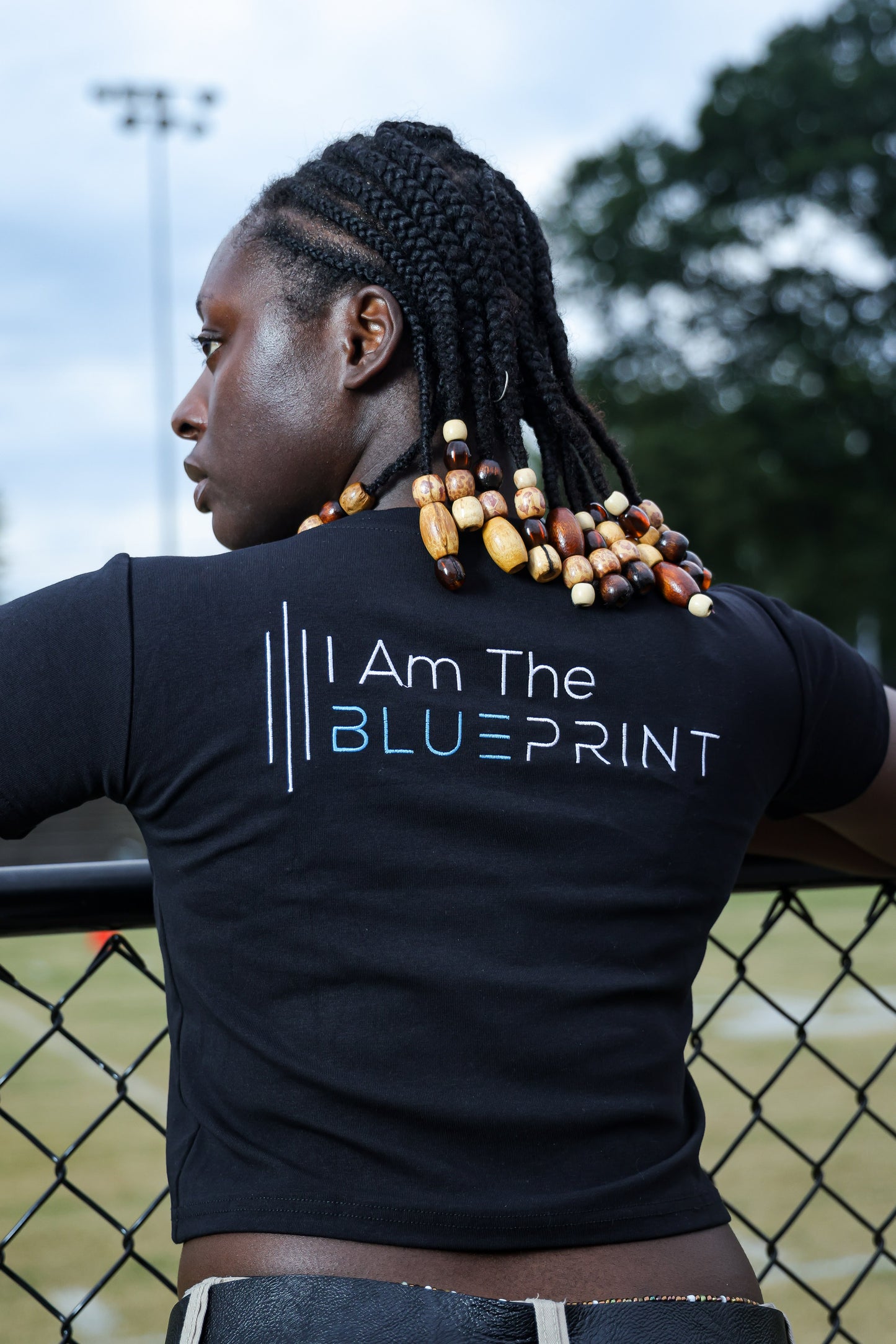 Women's 'The Blueprint' Black short-sleeve crop top.